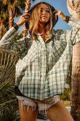 BiBi Casual Check Shirts with Hood OutfitFlow